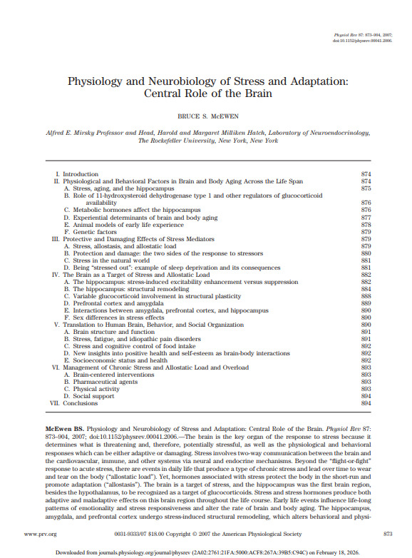 Physiology and neurobiology of stress and adaptation: central role of the brain